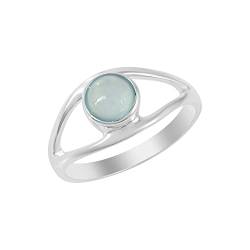 SILCASA Natürlicher Chalcedon-Ring aus 925er-Sterlingsilber Geburtsstein 6 mm runder Schmuck Geburtstagsgeschenk für Frauen und Mädchen 61 (19.4) von SILCASA