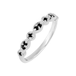 SILCASA Schwarzer Onyx-Stein-Ring, 925er Sterlingsilber, halbe Ewigkeit, Statement-Ring für Frauen, handgefertigtes Geschenk für sie, O 1/2, 56 (16.8) von SILCASA