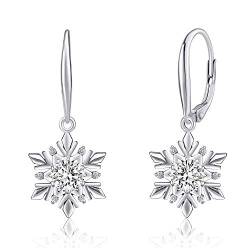 SILVEGO Damen Ohrringe aus 925 Sterling Silber Swarovski Zirconia Schneeflocke von SILVEGO