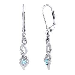 SILVEGO Damen Ohrringe aus 925 Sterling Silber mit echtem blauem Topas Swiss und Brilliance Zirconia von SILVEGO