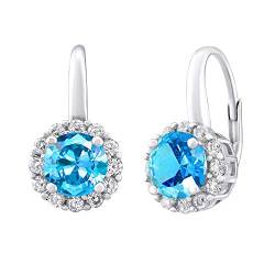 SILVEGO Damen Ohrringe aus 925 Sterling Silber mit hellblauem Kristall von SILVEGO