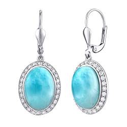 SILVEGO Damen Ohrringe aus 925 Sterling Silber mit natürlichem Larimar von SILVEGO