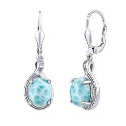 SILVEGO Damen Ohrringe aus 925 Sterling Silber mit natürlichem hellblauem Edelstein Larimar von SILVEGO