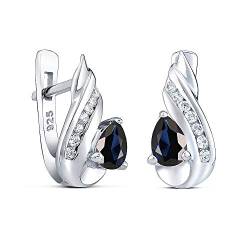 SILVEGO Damen Ohrringe aus 925 Sterling Silber mit synthetischem Saphir von SILVEGO