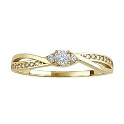 SILVEGO Damen Ring aus Gelbgold 14 Karat 585 Brilliance Zirconia Verlobungsring (48 (15.3)) von SILVEGO