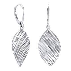 Silvego Damen Ohrringe aus 925 Sterling Silber Blatt mit glänzendem Schliff von SILVEGO