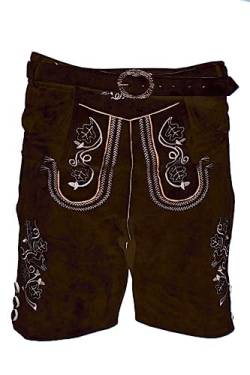 SILVER RADO Kurze Herren Lederhose Vintage Trachtenhose mit Gürtel Bavrian (50, Dunkelbraun) von SILVER RADO
