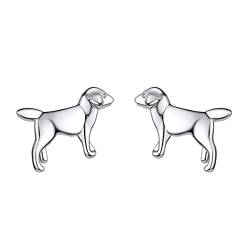 SILVERCUTE Damen Ohrringe 925 Silber Ohrstecker Hündchen Labrador Retriever Haustier Ohr Piercing Schmuck Accessoire Stud Earrings Accessoire für Geburtstag Valentinstag von SILVERCUTE