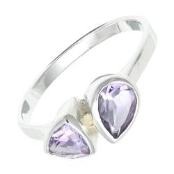 SILVERNROCK Amethyst Edelstein-Bandring für Herren und Damen alle Größen Geschenkartikel 925 Sterlingsilber-Ring handgefertigter Schmuck ERG-1260A_72 (22.9) von SILVERNROCK