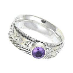 SILVERNROCK Amethyst Edelstein-Spinnerring für Herren und Damen 925er-Sterlingsilber Spinnerring Geschenkartikel handgefertigter Schmuck E150K_61 (19.4) von SILVERNROCK