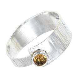 SILVERNROCK Citrin Edelstein 925 Sterling Silber Bandring Herren- und Damenbandring Alle Größen Geschenkartikel Handgefertigter Schmuck ERG-135C_70 (22.3) von SILVERNROCK