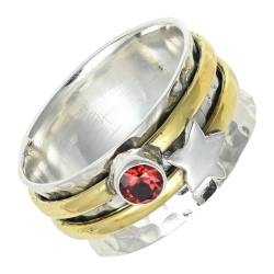 SILVERNROCK Granat Spinner-Ring 925er Sterlingsilber Spinner-Ring für Männer und Frauen Spinner-Ring alle Größen Geschenke Schmuck ERG-1266A_74 (23.6) von SILVERNROCK