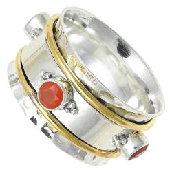 SILVERNROCK Karneol Edelstein-Spinnerring für Herren und Damen 925er-Sterlingsilber Spinnerring Geschenkartikel handgefertigter Schmuck ERG-1267A_56 (17.8) von SILVERNROCK