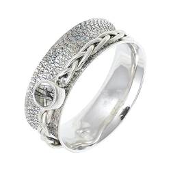 SILVERNROCK Rutilquarz Edelstein-Spinnerring aus 925er Sterlingsilber Spinnerring für Herren und Damen alle Größen handgefertigter Schmuck E143F_69 (22.0) von SILVERNROCK