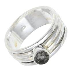 SILVERNROCK Rutilquarz Edelstein-Spinnerring aus 925er Sterlingsilber Spinnerring für Herren und Damen alle Größen handgefertigter Schmuck E148L_58 (18.5) von SILVERNROCK