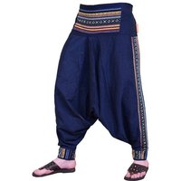 SIMANDRA Haremshose Luftige Ethno Haremhose "Rishikesh" Boho-Stil mit bunten Web-Einsätzen von SIMANDRA