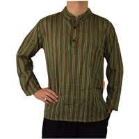 SIMANDRA Streifenhemd Herren Kurta Klassisch Gestreift Grün von SIMANDRA