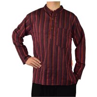 SIMANDRA Streifenhemd Herren Kurta Klassisch Gestreift Rot von SIMANDRA