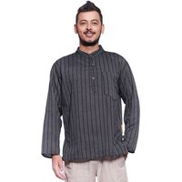 SIMANDRA Streifenhemd Herren Kurta Klassisch gestreift schwarz von SIMANDRA