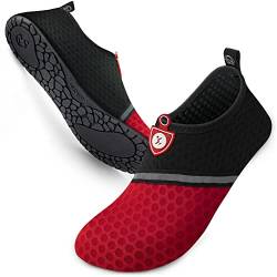 SIMARI Wasserschuhe Damen und Herren, schnelltrocknend, Barfuß, für Outdoor, Strand, Schwimmen, Sport, Yoga, Schnorcheln 513 Black Red, EU 38, SWS001 von SIMARI