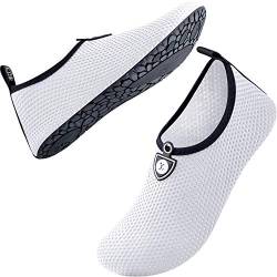 SIMARI Wasserschuhe Damen und Herren, schnelltrocknend, Barfuß, für Outdoor, Strand, Schwimmen, Sport, Yoga, Schnorcheln 602 Circle dot White, EU 46, SWS001 von SIMARI