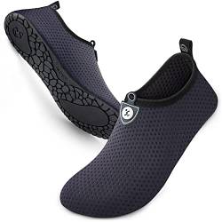 SIMARI Wasserschuhe Damen und Herren, schnelltrocknend, Barfuß, für Outdoor, Strand, Schwimmen, Sport, Yoga, Schnorcheln 605 Circle dot Grey, EU 46, SWS001 von SIMARI