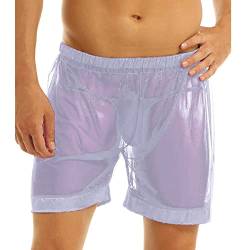 Herren Sexy Unterwäsche Boxershorts Mesh Atmungsaktive Unterhose Herren Mesh Shorts Durchsichtig mit großen geteilten Netzhosen Sexy Shirts für Frauen Party Nacht (Weiß, XXL) von SIMAYA