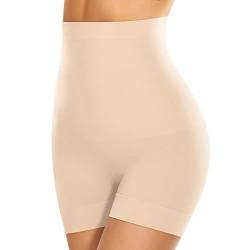 SIMIYA Bauchweg Unterhose Damen Hohe Taille Shapewear Figurformende Nahtlose Miederhose Leggings Kurze Bauchstraffung Miederpants Body Shaper Bauchkontrolle Unterwäsche(Beige, XL) von SIMIYA