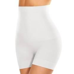 SIMIYA Bauchweg Unterhose Damen Hohe Taille Shapewear Leichte Bauchkontrolle Nahtlose Miederhose Leggings Kurze Figurformende Miederpants Unter Kleid Kurze Unterwäsche(Weiß, L) von SIMIYA