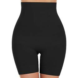 SIMIYA Bauchweg Unterhose Damen Hohe Taille Shapewear Nahtlose Miederhose mit Bein Figurenformend Miederpant Baumwolle Unterwäsche Hose unter Kleid Kurze Shorts(Schwarz, 3XL-1) von SIMIYA