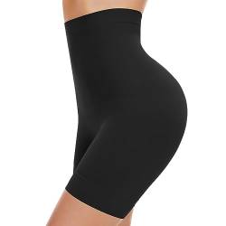 SIMIYA Bauchweg Unterhose Damen Shapewear Hohe Taille Nahtlose Miederhose mit Bein Figurenformend Bauch-Weg Miederpant Baumwolle Unterwäsche Hose unter Kleid Kurze Shorts(Schwarz, L) von SIMIYA