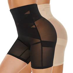 SIMIYA Bauchweg Unterhose Damen Shapewear Hohe Taille Unterwäsche Figurenformend Miederhose Bauchkontrolle Body Shaper Leggings Miederpants für Frauen(Schwarz + Beige, M-1) von SIMIYA