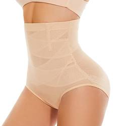 SIMIYA Damen Shapewear Bauchweg Unterhose Hoher Taille Miederhose Bauch Weg Unterwäsche Bauchkontrolle Miederpant Formt Sofort Elastisch Body Shaper für Frauen(Beige, L) von SIMIYA