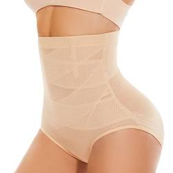 SIMIYA Damen Shapewear Bauchweg Unterhose Hoher Taille Miederhose Bauch Weg Unterwäsche Bauchkontrolle Miederpant Formt Sofort Elastisch Body Shaper für Frauen(Beige, M) von SIMIYA