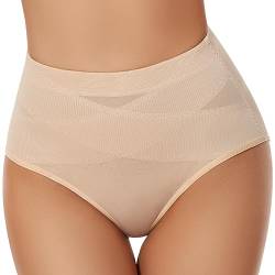 SIMIYA Damen Shapewear Unterhose Bauchweg Miederhose Niedrige Taille Unterwäsche Bauchkontrolle Miederpant weicher und bequemer Body Shaper für Frauen(Beige-1, M) von SIMIYA