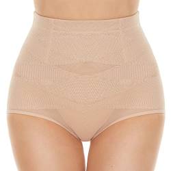 SIMIYA Damen Shapewear Unterhose Bauchweg Miederhose hoher Taille Unterwäsche Bauchkontrolle Miederpant weicher und bequemer Body Shaper für Frauen (Beige, L) von SIMIYA