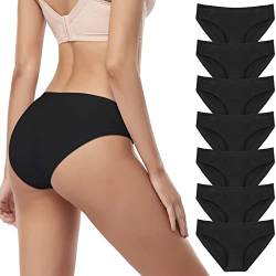 SIMIYA Damen Slip, 7er 10er Pack Baumwolle niedrige Taille Unterhosen Taillenslip Unterwäsche, unsichtbar Panties Hipster Pantys Bikini Shorts(7-schwarz,L) von SIMIYA