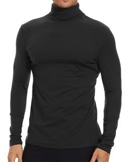 SIMIYA Herren Rollkragen Basic Männer Langarmshirt: Slim Fit Innenfleece Thermounterwäsche Oberteil Langarm Elastisch Rollkragenshirt Angenehm und Atmungsaktiv von SIMIYA