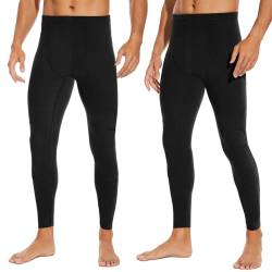 SIMIYA Lange Unterhosen Herren, Extra Warm Thermounterhose Gefütterte Unterhosen Männer Lang, Thermo Leggings Thermoleggings Winter(2 x Schwarz,3XL) von SIMIYA