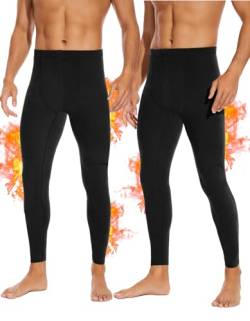 SIMIYA Lange Unterhosen Herren, Extra Warm Thermounterhose Gefütterte Unterhosen Männer Lang, Thermo Leggings Thermoleggings Winter(2 x Schwarz,S) von SIMIYA