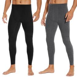 SIMIYA Lange Unterhosen Herren, Extra Warm Thermounterhose Gefütterte Unterhosen Männer Lang, Thermo Leggings Thermoleggings Winter(Schwarz x Grau,M) von SIMIYA