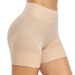 SIMIYA Radlerhose Damen Kurz Unterhosen Unter Kleid Shorts High Waist Kurze Hose Nahtlose Hotpants Sommer Boxershorts Slip Shorts,Beige,M von SIMIYA