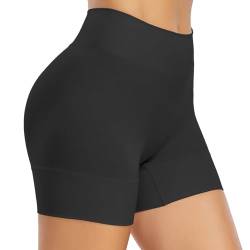 SIMIYA Radlerhose Damen Kurz Unterhosen Unter Kleid Shorts High Waist Kurze Hose Nahtlose Hotpants Sommer Boxershorts Slip Shorts，Schwarz，L von SIMIYA