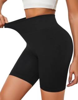 SIMIYA Radlerhose Damen Kurz mit atmungsaktivem Loch Sport Shorts Nahtlos Sporthose Kurz Leggings Hohe Taille Hotpants Workout Shorts für Yoga Gym, Schwarz,XXL von SIMIYA