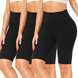 SIMIYA Radlerhose Damen Kurze Leggings, Sporthose kurz High Waist Blickdicht Sommer Laufhose für Gym, Yoga, Fitness, Jogging （3 X Schwarz，S-M） von SIMIYA