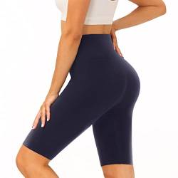 SIMIYA Radlerhose Damen Kurze Leggings, Sporthose kurz High Waist Blickdicht Sommer Laufhose für Gym, Yoga, Fitness, Jogging （Marineblau，2XL-3XL） von SIMIYA