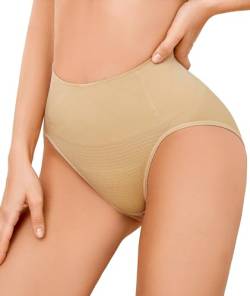 SIMIYA Shapewear Damen Bauchweg Unterhose Slips Bauchkontroll String Tanga Miederhose Hohe Taille Miederpants Elastisch Body Shaper Höschen Nahtlose Unterwäsche Formender(Beige, XXL) von SIMIYA