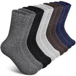 SIMIYA Socken Herren,5 Paar Thermosocken Herren Wintersocken Herren Atmungsaktiv Wollsocken Herren Dicke Socken Herren,Wandersocken Wolle Warm für Wandern, Sports Zuhause, Freizeit,Eu-Größe 38-45 von SIMIYA