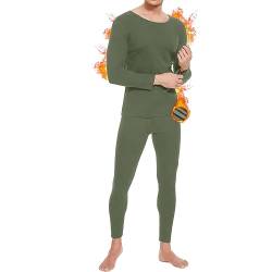 SIMIYA Thermounterwäsche Herren, Skiunterwäsche Herren Thermo Basisschicht, Funktionsunterwäsche Set, Fleece gefütterte warme Oberteile und Unterteile für den kalten Winter(Armee Grün, M) von SIMIYA