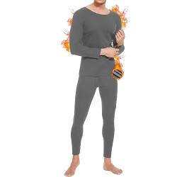 SIMIYA Thermounterwäsche Herren, Skiunterwäsche Herren Thermo Basisschicht, Funktionsunterwäsche Set, Fleece gefütterte warme Oberteile und Unterteile für den kalten Winter(Hellgrau, M) von SIMIYA